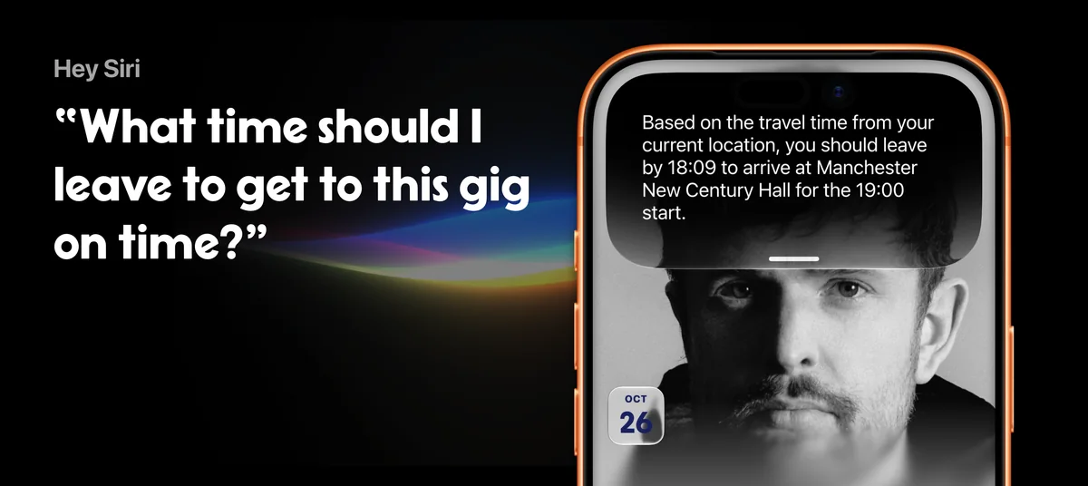 Siri using onscreen awareness to calculate when to leave for a gig