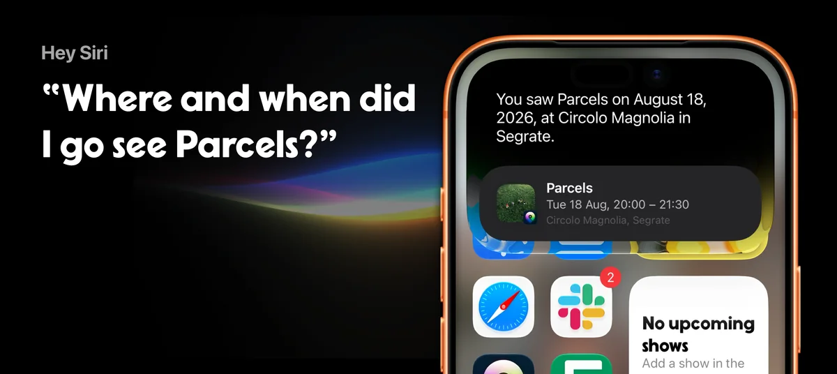 Siri using Gigs: Concert Tracker to show where and when Parcels were seen live