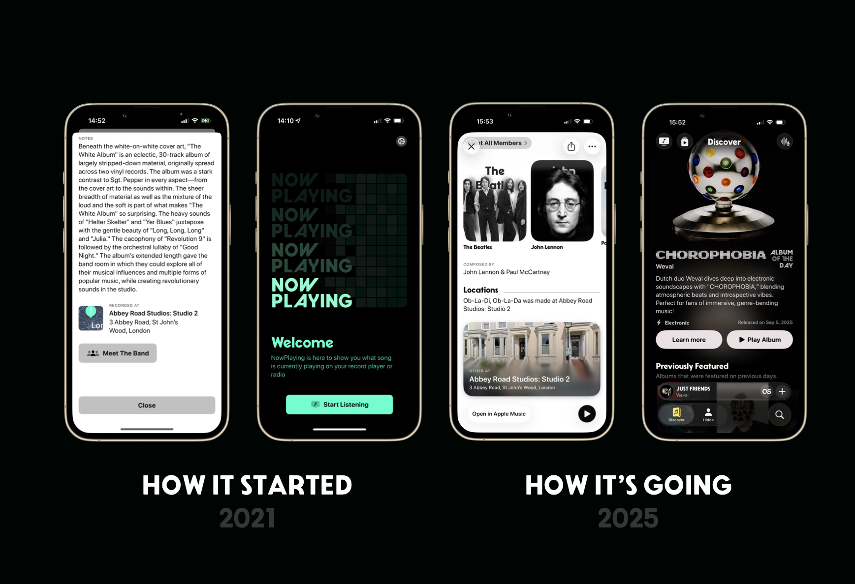 A comparison between the first version of NowPlaying with the one today.