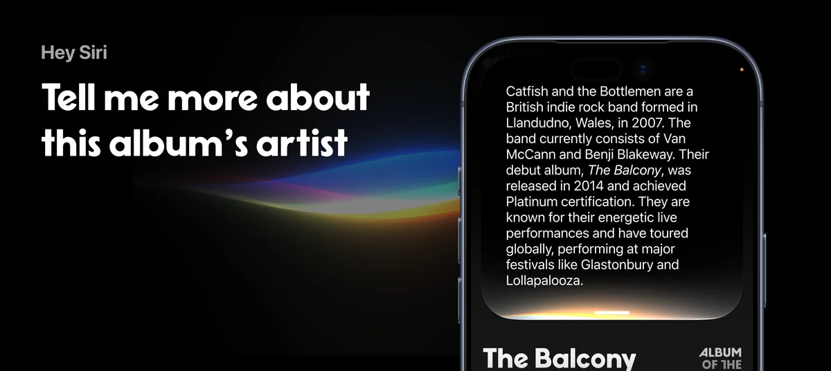 Siri answering a request about the artist of an album open in NowPlaying